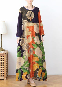 Organic Black Green Print Chiffon Patchwork Summer Dress