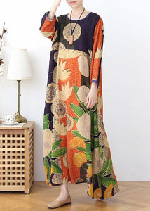 Organic Black Green Print Chiffon Patchwork Summer Dress