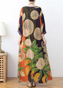 Organic Black Green Print Chiffon Patchwork Summer Dress