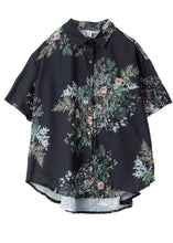 Load image into Gallery viewer, Organic Black Oversized Print Linen Blouses Summer