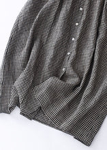 Load image into Gallery viewer, Organic Black Plaid Peter Pan Collar Patchwork Linen Dresses Summer