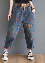 Load image into Gallery viewer, Organic Blue Embroideried Pockets denim Pants Spring