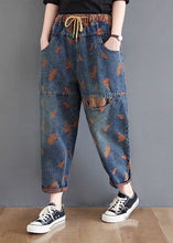 Load image into Gallery viewer, Organic Blue Embroideried Pockets denim Pants Spring