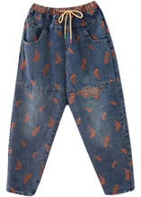 Load image into Gallery viewer, Organic Blue Embroideried Pockets denim Pants Spring