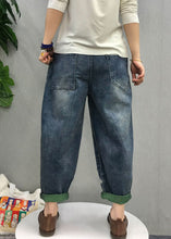 Load image into Gallery viewer, Organic Blue patch applique  denim Pants Spring