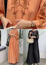 Load image into Gallery viewer, Organic Orange Embroideried Patchwork Cotton Dresses Summer