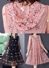 Load image into Gallery viewer, Organic Pink Hooded Embroideried Tulle A Line Dress Summer