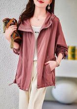 Load image into Gallery viewer, Organic Pink Zip Up Pockets Patchwork Cotton Hoodies Outwear Fall