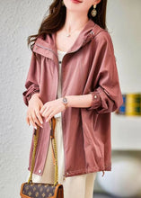 Load image into Gallery viewer, Organic Pink Zip Up Pockets Patchwork Cotton Hoodies Outwear Fall