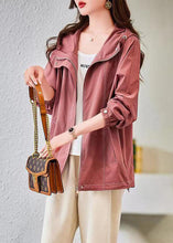 Load image into Gallery viewer, Organic Pink Zip Up Pockets Patchwork Cotton Hoodies Outwear Fall