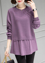 Load image into Gallery viewer, Organic Purple O-Neck Patchwork Thick Knit Sweater Fall