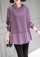 Load image into Gallery viewer, Organic Purple O-Neck Patchwork Thick Knit Sweater Fall