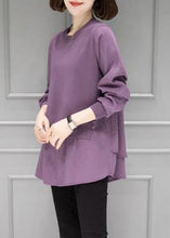 Load image into Gallery viewer, Organic Purple O-Neck Patchwork Thick Knit Sweater Fall