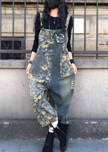 Load image into Gallery viewer, Organic Slash Neck Print Patchwork Denim Jumpsuit Spring