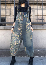 Load image into Gallery viewer, Organic Slash Neck Print Patchwork Denim Jumpsuit Spring