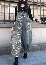 Load image into Gallery viewer, Organic Slash Neck Print Patchwork Denim Jumpsuit Spring