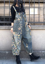 Load image into Gallery viewer, Organic Slash Neck Print Patchwork Denim Jumpsuit Spring