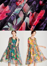 Load image into Gallery viewer, Organic Yellow Patchwork Print Summer Chiffon Dresses