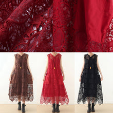 Load image into Gallery viewer, Organic Chocolate sleeveless cotton Tunics o neck lace summer Dresses