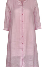 Load image into Gallery viewer, Organic pink linen Robes fine Sleeve o neck Half sleeve A Line Summer Dress