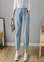 Load image into Gallery viewer, Organic Spring Casual Pants Slim Denim Blue Fashion Ideas Elastic Waist Pants