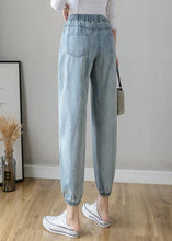 Load image into Gallery viewer, Organic Spring Casual Pants Slim Denim Blue Fashion Ideas Elastic Waist Pants