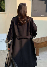 Load image into Gallery viewer, Original Design Black Tie Waist Patchwork Spandex Fake Two Piece Trench Fall