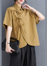 Load image into Gallery viewer, Original Design Yellow Oversized Lace Up Cotton Shirts Summer