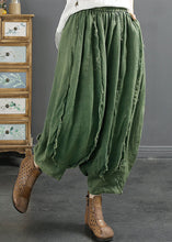 Load image into Gallery viewer, Oversized Green Pockets Wrinkled Patchwork Linen Harem Pants Summer