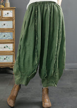 Load image into Gallery viewer, Oversized Green Pockets Wrinkled Patchwork Linen Harem Pants Summer