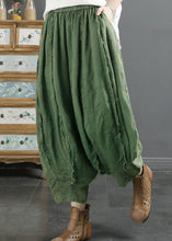 Load image into Gallery viewer, Oversized Green Pockets Wrinkled Patchwork Linen Harem Pants Summer