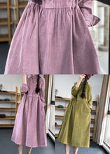 Load image into Gallery viewer, Pink Button Pockets Corduroy Dresses Winter