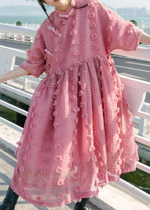 Pink Cinched Circle Summer Party Dresses