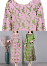 Load image into Gallery viewer, Pink O-Neck Cinched Silk Dress Long Sleeve