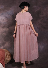 Load image into Gallery viewer, Pink O-Neck Pockets Cotton Dress Short Sleeve