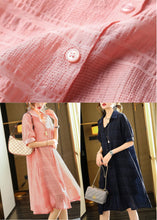 Load image into Gallery viewer, Pink Patchwork Cotton Shirt Dresses Two Piece Set Wrinkled Summer