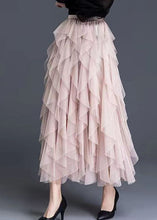 Load image into Gallery viewer, Pink Patchwork Tulle Skirts Wrinkled Asymmetrical Spring