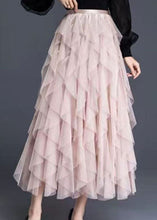 Load image into Gallery viewer, Pink Patchwork Tulle Skirts Wrinkled Asymmetrical Spring