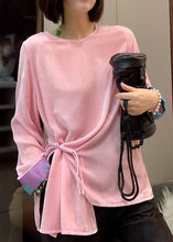 Load image into Gallery viewer, Pink Patchwork Velour Top asymmetrical design long sleeve