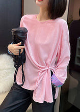 Load image into Gallery viewer, Pink Patchwork Velour Top asymmetrical design long sleeve