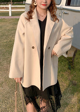 Load image into Gallery viewer, Plus Size Apricot Peter Pan Collar Pockets Patchwork Cotton Coats Fall