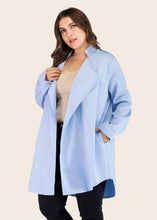 Load image into Gallery viewer, Plus Size Baby Blue Peter Pan Collar Patchwork Cardigans Fall