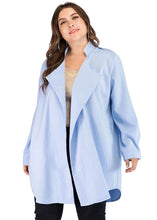 Load image into Gallery viewer, Plus Size Baby Blue Peter Pan Collar Patchwork Cardigans Fall