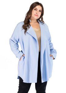 Plus Size Baby Blue Peter Pan Collar Patchwork Cardigans Fall