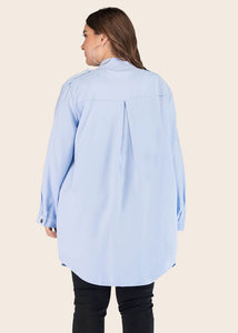 Plus Size Baby Blue Peter Pan Collar Patchwork Cardigans Fall