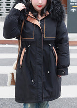 Load image into Gallery viewer, Plus Size Black Fur Collar Cinched Fine Cotton Filled Winter Coats