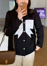 Load image into Gallery viewer, Plus Size Black O Neck Button Patchwork Warm Fleece Coat Fall