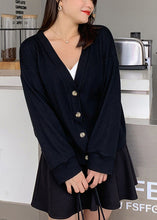 Load image into Gallery viewer, Plus Size Black Oversized Button Down Knit Jacket Fall