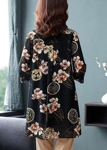 Load image into Gallery viewer, Plus Size Black Peter Pan Collar Print Patchwork Chiffon Shirts Tops Summer