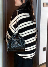 Load image into Gallery viewer, Plus Size Black Striped O Neck Patchwork Knit Top Fall